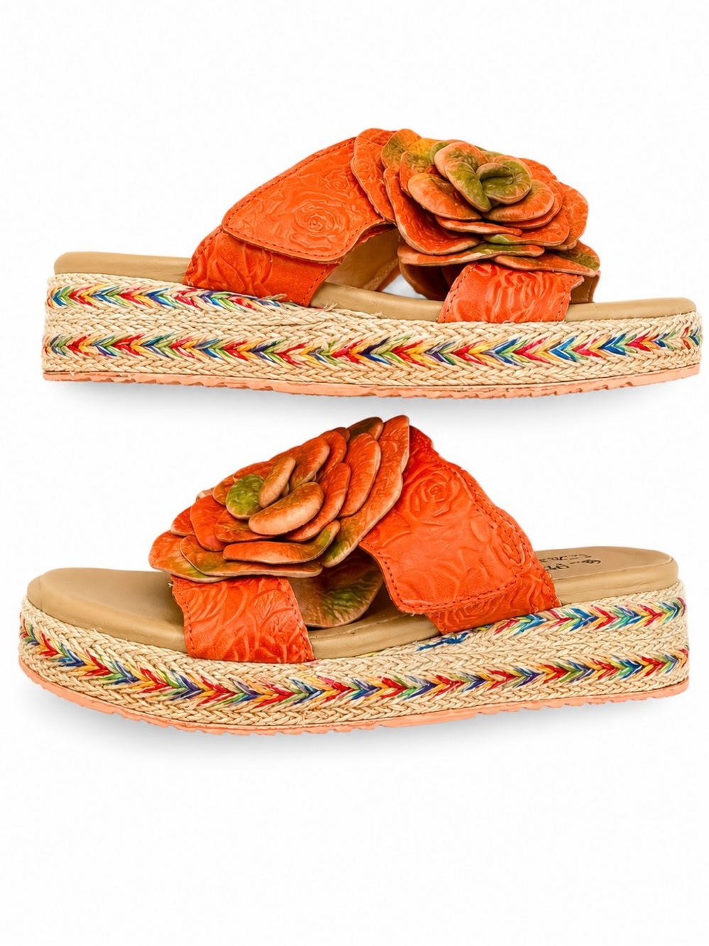 L'Artiste Women's Balharbor Orange Floral Slide Sandals EUR-37